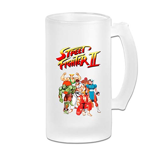 Taza impresa de vidrio esmerilado de 473 ml, con diseño de Street Fighter II