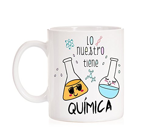 Taza Lo Nuestro Tiene Química. Taza Regalo de Amor para los Amantes de la Ciencias químicas.