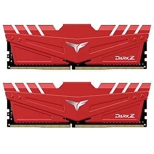 TEAMGROUP T-Force Dark Z - Módulo de memoria RAM de 16 GB (2 x 8 GB) DDR4 Dram 3600 MHz (PC4-28800) CL18 de 288 pines (rojo)