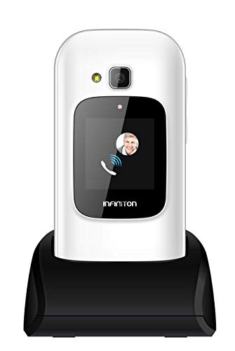 TELEFONO MOVIL INFINITON U1 con Tapa y Teclas Grandes para Mayores con Boton SOS (Blanco)