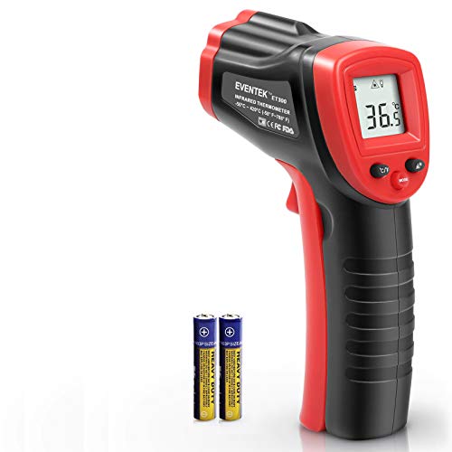 Termómetro Infrarrojo, Eventek Digital Laser IR Sin Contacto, Pistola de Temperatura, No se puede medir la fiebre, Rojo/Negro (ET312, -50°C~550°C (-58°F~1022°F))【Uso no corporal】