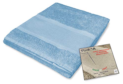 tex family Tosca - Juego de toallas de rizo de tela aida para bordar punto de cruz 1 + 1 para cara e invitados, color azul