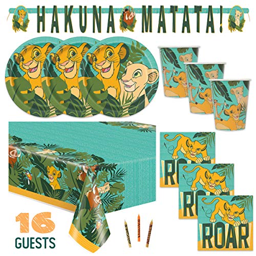 The Lion King - Juego de suministros para fiestas de cumpleaños (16 unidades), diseño de pancartas