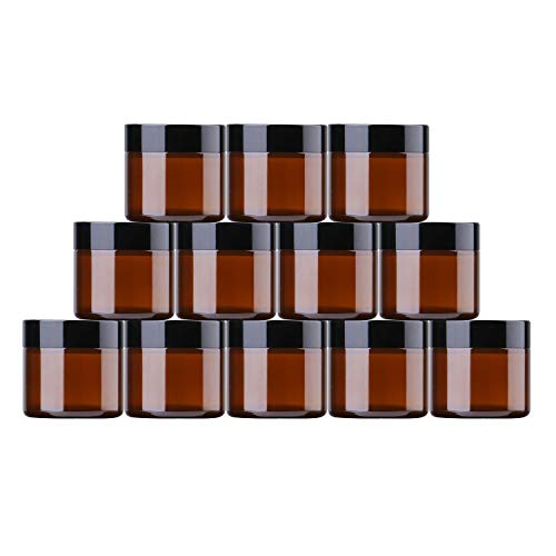 THETIS Frascos de Vidrio Redondos de 60ml (12 Paquete de) - Envases Cosméticos Vacíos con Forros Interiores, Tapas Negras y Frascos de Muestras de Vidrio con Etiquetas(Amber) THETIS Frascos de Vidrio Redondos de 60ml (12 Paquete de) - Envases Cosméticos Vacíos con Forros Interiores, Tapas Negras y Frascos de Muestras de Vidrio con Etiquetas(Amber)