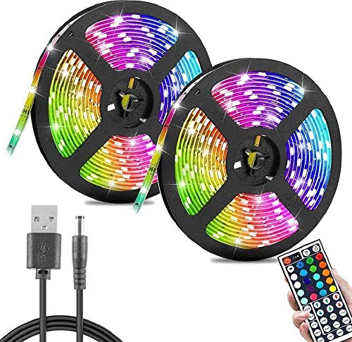 Tira de Luz LED, Luz RGB LED con 44 Control Remoto IR Clave y Cable de Alimentación usb 5A, Multicolor SMD 3528 Luces LED para el Hogar, Fiesta, TV etc (5m)