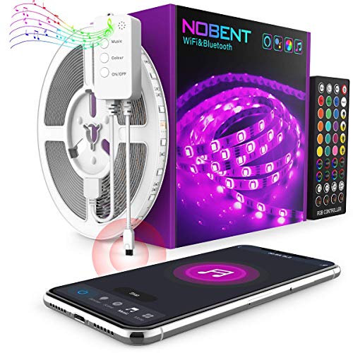 Tiras LED Alexa WiFi 5M - Nobent Luces Led Habitacion Funciona con Amazon Echo Google Home, Sync con Música, RGB Smart 5050 Tira Led para Navidad, Techo, Armario, Dormitorio Tiras LED Alexa WiFi 5M - Nobent Luces Led Habitacion Funciona con Amazon Echo Google Home, Sync con Música, RGB Smart 5050 Tira Led para Navidad, Techo, Armario, Dormitorio