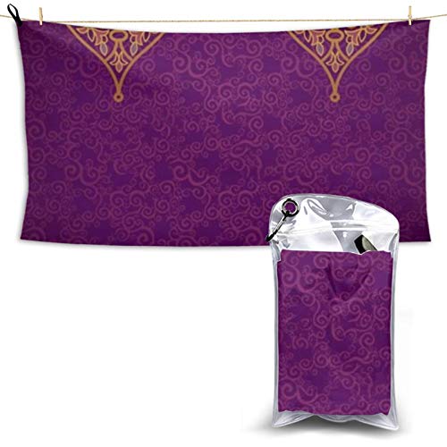 Toalla de playa de microfibra de secado rápido con borde en estilo oriental, toalla de playa ligera y superabsorbente con una bolsa de transporte para gimnasio, camping, piscina Toalla de playa de microfibra de secado rápido con borde en estilo oriental, toalla de playa ligera y superabsorbente con una bolsa de transporte para gimnasio, camping, piscina