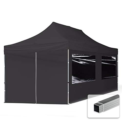 TOOLPORT Carpa Plegable Pabellón Carpa Plegable 3x6m - 4 Partes Laterales Pabellón ALU PES300 Carpa Party Techo 100% Negro