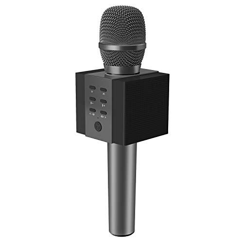 TOSING 008 Micrófono de Karaoke Inalámbrico Bluetooth, Potencia de Volumen Más Alta 10W, Más Bajo, 3-en-1 Máquina de Micrófono Portátil de Altavoz Portátil para iPhone/Android/iPad/PC (black)