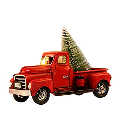 Toyvian Modelo de Coche de época con árbol Navidad Metal camión Modelo decoración de Escritorio