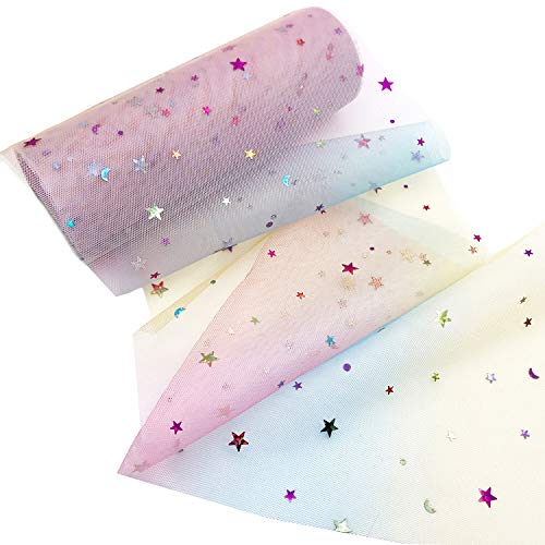 Travistar 15 cm x 10 Yards Vistoso Brillo Rollos de Tela de Tul Cinta con Lentejuelas Tulle Ancho para Decoración Boda Fiesta Cumpleaños Lazos Silla Falda Vestido