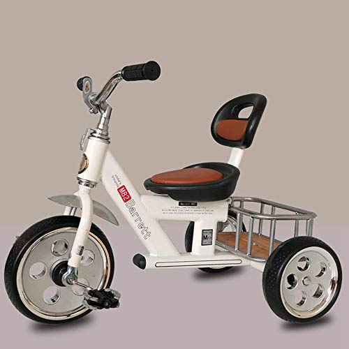 Triciclo de ciclismo antiguo, bicicleta para niños al aire libre, cinturón de acero con alto contenido de carbono, canasta trasera, triciclo para niños y niñas, 2-3-4-5-6 años