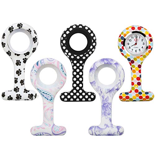 TRIXES Fob Watch - Nurses Watch Fob - 5PC Personalizar carcasa de silicona con patrones surtidos - para médicos, veterinarios y paramédicos - Patrones de broches de clavijas de personal médico TRIXES Fob Watch - Nurses Watch Fob - 5PC Personalizar carcasa de silicona con patrones surtidos - para médicos, veterinarios y paramédicos - Patrones de broches de clavijas de personal médico