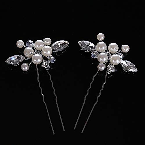 TSP Joyería nupcial 3 unids/lote accesorios para el pelo de la novia perla flor U clip de cristal Rhinestone novia palillos de pelo Pin Hearwear joyería de boda