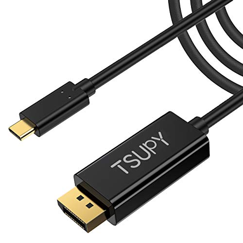 TSUPY Cable USB C a DisplayPort Cable 4K@60HZ, Thunderbolt 3 Tipo C a DP Adaptador Cable Compatible para Galaxy Note 9/S9/S8,iPad Pro/Macbook Air 2018,Huawei,Lenovo y más- Negro 1.8M