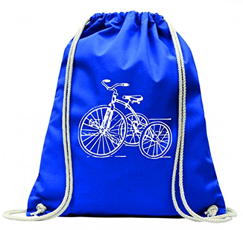 'Turn Bolsa "Triciclo de jahrgang de Retro de juguete de infancia de ciclo de Antiguo de Trike de Nostalgie de viaje con cordón – 100% algodón de bolsa Con Asas De Mochila de bolsa de deporte, azul
