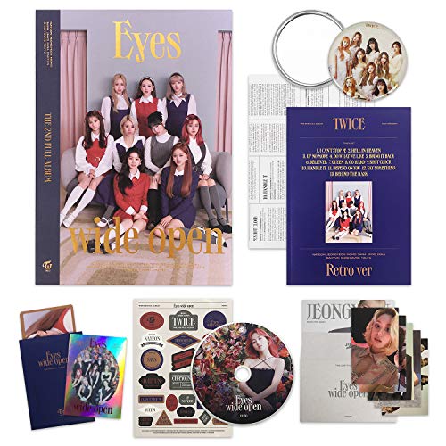TWICE 2nd Album - EYES WIDE OPEN [ RETRO ver. ] CD + Photobook + Message Card + Lyric Poster + Sticker + Photocards + THE MOST CARD + PHOTOCARD SET + OFFICIAL POSTER + FREE GIFT
