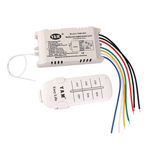 UEETEK CA 200-240V 4-way OFFON interruptor con Control remoto (blanco)