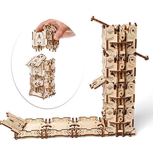 UGEARS Modelo Mecánico Puzzle 3D - Torre de Dados Modular de Madera - Dice Tower - 4 Copas de Dados Maquetas para Construir Adultos para Juegos de Mesa Juego de Cartas Rompecabezas Adultos