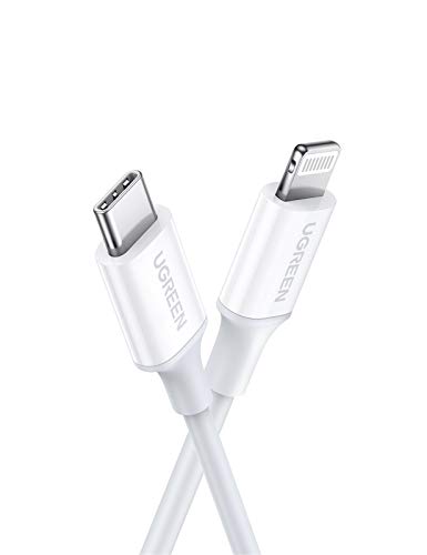 UGREEN Cable USB Tipo C a Lightning Cable iPhone 12 (Apple MFi Certificado) para iPhone 11 iPhone SE 2020, iPhone X, iPhone XS, iPhone XR, iPhone 8, iPad Pro 10.5, iPad Pro 12.9, iPad Air(2M Blanco)