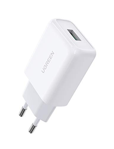 UGREEN Cargador Quick Charge 3.0, Cargador Carga Rápida Cargador USB 18W Cargador de Red para Xiaomi Mi9 Mi8 Redmi 9 Redmi Note 9 Redmi Note 8 Samsung S20 S10 S9 BQ Aquarius X Huawei P40 iPhone X 11