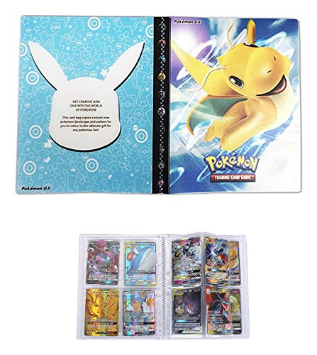 UHIPPO Album Compatible Cartas Pokemon, Porta Compatible Pokemon Card GX Mega and EX, Carpeta Compatible Cartas Pokemon, 30 páginas – 240 Cartas (Espalda con Espalda) (Dragonite)