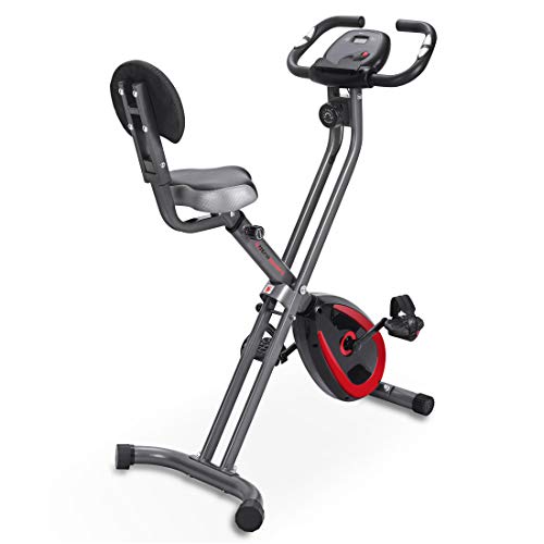 Ultrasport Bicicleta de ejercicio Unisex F-Bike, pantalla LCD, entrenador casero plegable, optativo, con respaldo, niveles de resistencia ajustables, con sensores de pulso de mano Ultrasport Bicicleta de ejercicio Unisex F-Bike, pantalla LCD, entrenador casero plegable, optativo, con respaldo, niveles de resistencia ajustables, con sensores de pulso de mano