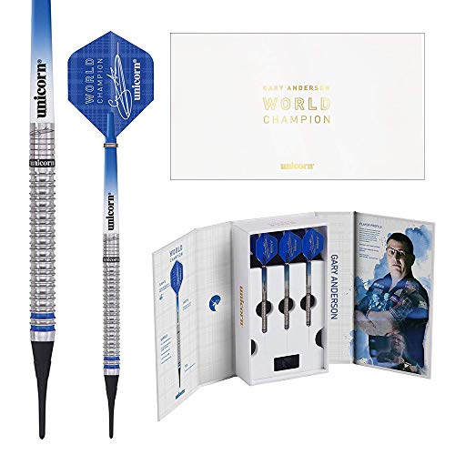 Unicorn 2019 Edition-Gary Anderson World Champion Soft Tip Darts Dardos de Punta Blanda, Unisex Adulto, Azul, 20 g