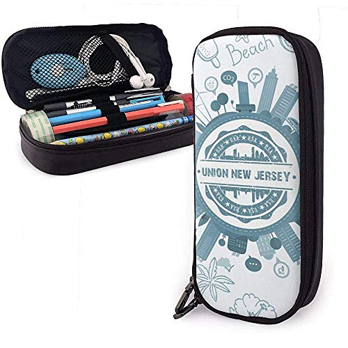 Union New Jersey Estuche de cuero de gran capacidad Estuche de lápices Estuche de papelería Organizador de caja Organizador de oficina Bolígrafo de maquillaje Bolsa de cosméticos portátil Union New Jersey Estuche de cuero de gran capacidad Estuche de lápices Estuche de papelería Organizador de caja Organizador de oficina Bolígrafo de maquillaje Bolsa de cosméticos portátil