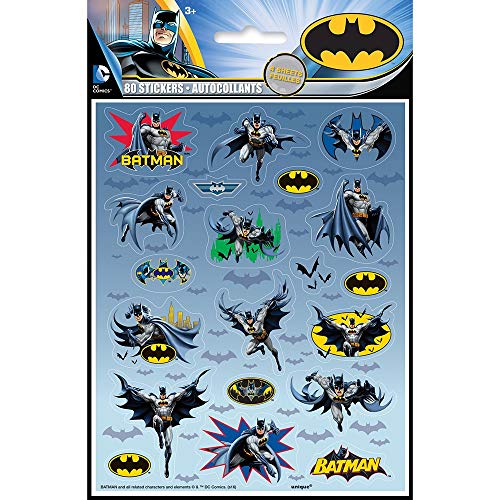 Unique Party - Hojas de Pegatinas - Diseño de Batman - Paquete de 4 (49918)