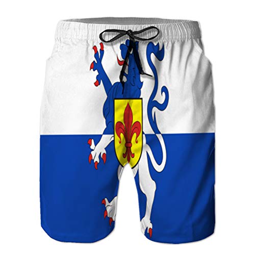 vbndfghjd 1 Casual Sport Swim Trunks Beach Wear Shorts de Playa para Hombre Flag of Sankt Wendel in L