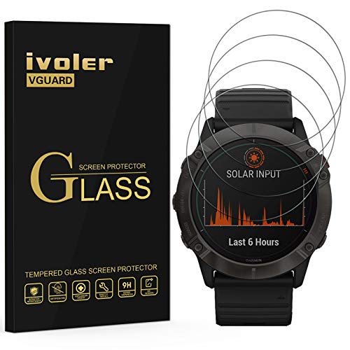 VGUARD 4 Unidades Protector de Pantalla para Garmin Fenix 6X Pro y Sapphire Editions 51mm, Cristal Vidrio Templado Premium para Garmin Fenix 6X Pro y Sapphire Editions 51mm VGUARD 4 Unidades Protector de Pantalla para Garmin Fenix 6X Pro y Sapphire Editions 51mm, Cristal Vidrio Templado Premium para Garmin Fenix 6X Pro y Sapphire Editions 51mm