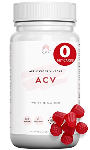 Vinagre de Sidra de Manzana (60 GUMMIES) + FIBRA PREBIOTICA + CERO CARBS NETOS, SIN AZÚCARES AÑADIDOS, SIN EDULCORANTES, VEGANO (Pectina) + B6 + B12 + B9, Metabolismo y Detox Rapido - Para dieta keto