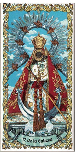 Virgen de la Cabeza de Andújar - Jaén. Azulejo fabricado artesanalmente para decorar. Cerámica para colgar. Calca cerámica. TORO DEL ORO (25x40 cms)