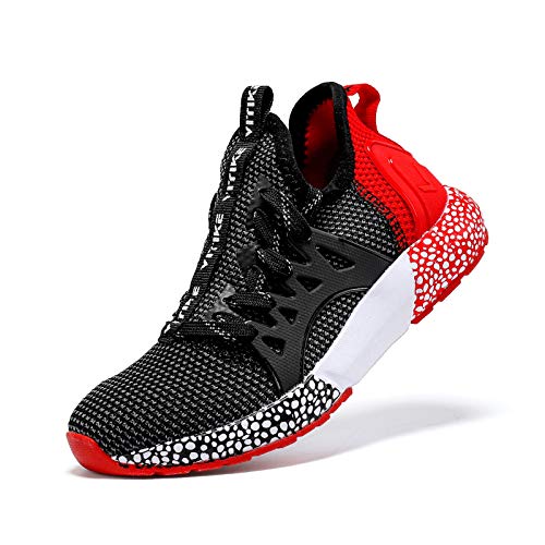 VITUOFLY - Zapatillas de deporte para niños, para interior y niña, transpirables, para senderismo, unisex, con parte superior baja, ligeras., color Rojo, talla 25 EU VITUOFLY - Zapatillas de deporte para niños, para interior y niña, transpirables, para senderismo, unisex, con parte superior baja, ligeras., color Rojo, talla 25 EU