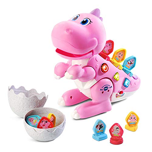 VTech - Dina Babysaurio Traviesa, Simpática Mascota Interactiva Acompañada de 9 Fichas para Cambiar la Personalidad, Diversión Jurásica, Color rosa (80-518757)