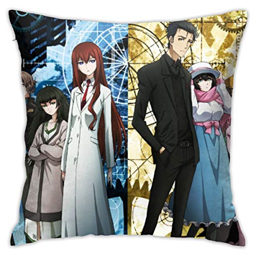 Weretlyop Anime Steins Gate Pillow 18inch*18inch Throw Pillow Covers Home Sofa Cars Decors White One Size