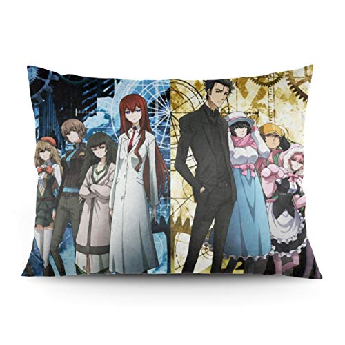 Weretlyop Anime Steins Gate Pillow Case 20"" X 26"" Throw Pillow Covers Home Sofa Cars Decors White 20"" X26
