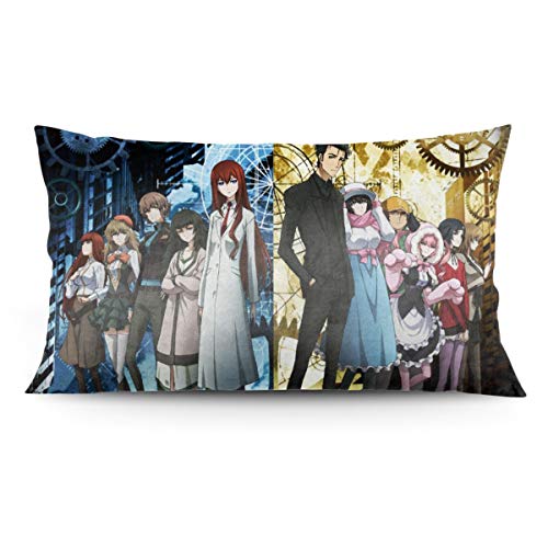 Weretlyop Anime Steins Gate Pillow Case 20"" X 36"" Throw Pillow Covers Home Sofa Cars Decors White 20"" X36