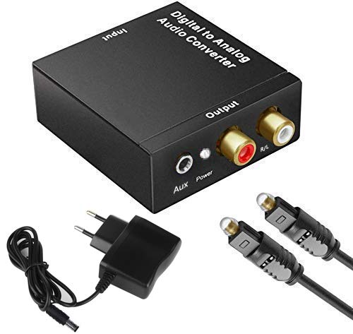 WesKimed DAC Convertidor Digital a Analógico Adaptador Audio Óptico Toslink Coaxial a RCA L/r Jack Digital a Analógico Soporte Pcm/lpcm para HDTV Ps3 Ps4 Xbox,HDTV DVD BLU-Ray Amplificador AV