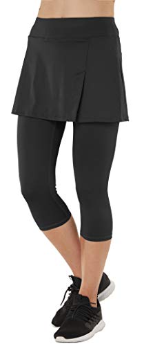 Westkun Pantalones de Falda de Mujer Corte de Hendidura Deportes Tenis Golf Rock Legging 3/4 Tela elástica 2 en 1