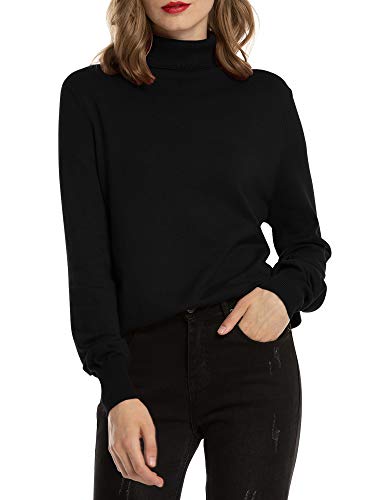 Woolen Bloom Jersey Cuello Alto Camiseta Manga Larga Sueter Invierno Jersey Basico Suelto Jerseys Camisa Tops Pull-Over Suéter Mujer Primavera Otoño