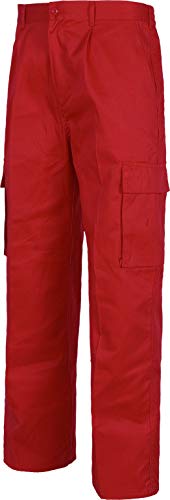 Work Team Pantalón. Elástico en cintura, multibolsillos: dos bolsos laterales en perneras. HOMBRE Rojo 38