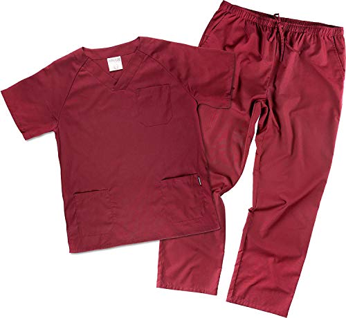 Work Team Uniforme Sanitario, con elástico y cordón en la Cintura, Casaca y Pantalon Unisex Granate 3XL Work Team Uniforme Sanitario, con elástico y cordón en la Cintura, Casaca y Pantalon Unisex Granate 3XL
