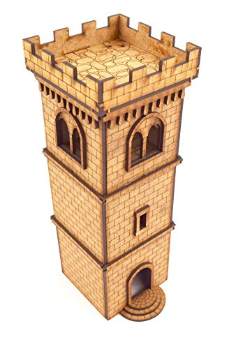 WWG Medieval Town - Torre Defensiva con almenas – 28mm Wargaming Maquetas Dioramas