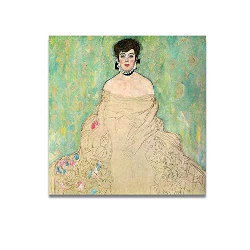 wZUN Retrato de una Mujer con un Cartel de Vestido Blanco en la Pared con Pintura al óleo Decorada con Arte Pop 60x60 Sin Marco