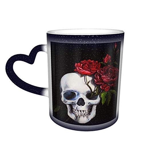 XCNGG Taza de café de la taza de la taza del cielo estrellado de la pendiente de la taza de cerámica Skull Magic Heat Sensitive Color Changing Mug In The Sky Funny Art Coffee Mugs Personalized Gi