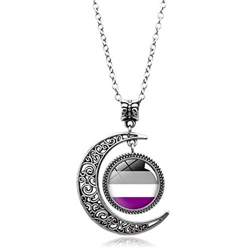 XinLuMing Collar de Orgullo Colgante Oval Silver Moon, Regalo del Collar de la aleación de joyería para Hombres/Mujeres con Cadena de 45 cm, seleccionado (Color : B)