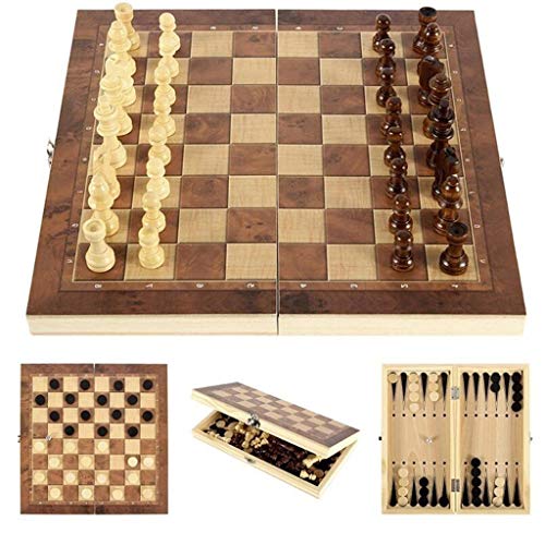 YBBGHH Ajedrez de Madera Plegable 3 en 1 ajedrez