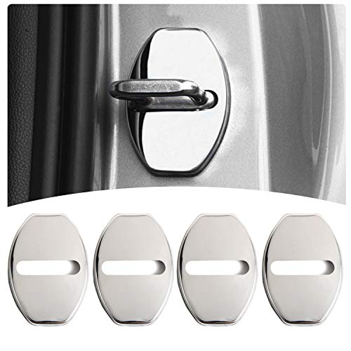 YEE PIN - Cubierta protectora para cerradura de puerta, acero inoxidable, adhesivas (4 paquetes)